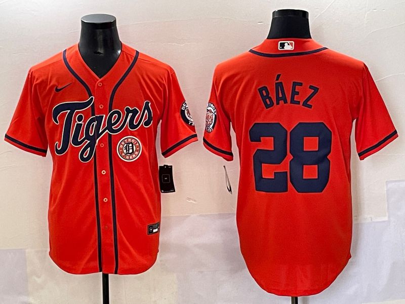 Men 2025 Detroit Tigers #28 Baez Orange Game Nike MLB Jersey style 6